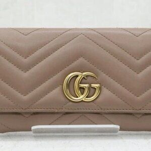 GUCCI GG Marmont Continental Matelasse Wallet - Beige